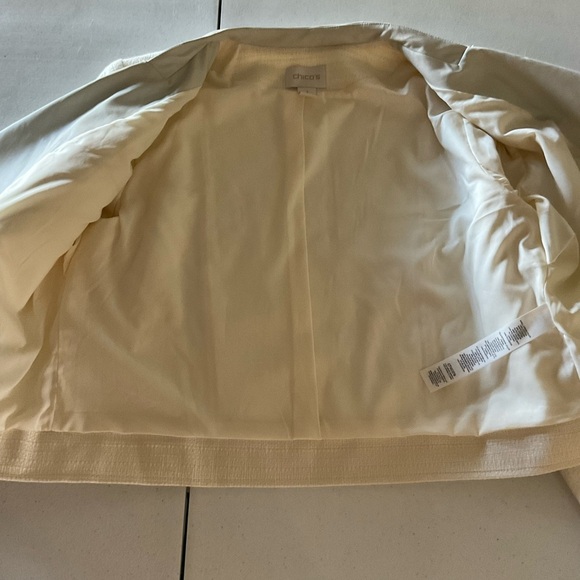 Chico’s Moto Jacket Mixed Media Fabric Zip Closure Ivory Size M (8) Chico's 1 - Picture 13 of 15